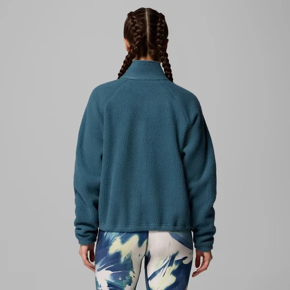 Columbia Women's Jasper Ridge Pebbled Fleece Full Snap Teal Teddy Jacket - Picture 4 of 11